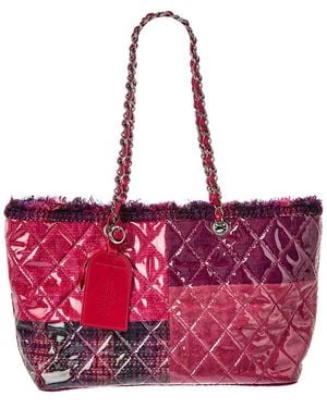 CHANEL Pink/purple Patent Leather Cc Tote (authentic Pre-loved) - Red