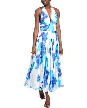 Nicholas Giulia Silk-Blend Midi Dress - Blue