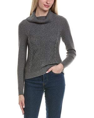 Sofiacashmere Cable Rib Texture Cowl Neck Wool & Cashmere-Blend Jumper - Grey