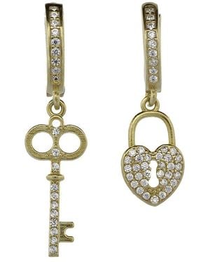 Ebru Jewelry Love Cz Dangle Earrings - Metallic
