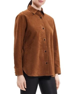 Theory Classic Menswear Suede Shirt - Brown