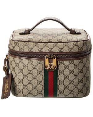 Gucci Porter Medium Gg Supreme Canvas & Leather Travel Case - Brown