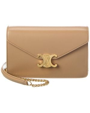 Celine Margo Leather Wallet On Chain - Brown