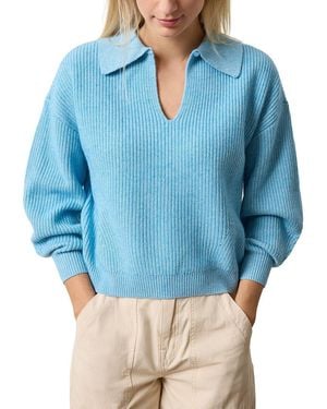 Lilla P Easy Fit Keyhole Rib Jumper - Blue