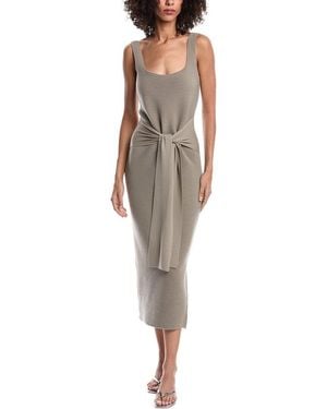 Toccin Elia Tie Front Sash Wool-Blend Dress - Brown