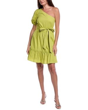 Anne Klein One-Shoulder Puff Sleeve Mini Dress - Yellow