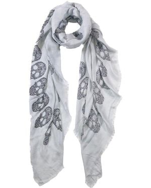 Blue Pacific Tissue Cashmere-Blend Frida Skulls Scarf - Blue
