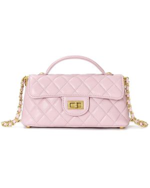 Tiffany & Fred Paris Top-Handle Quilted Sheepskin Leather - Pink