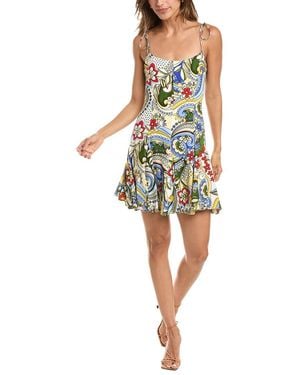Alice + Olivia Jeanette Tie Shoulder Paneled Mini Dress - Blue