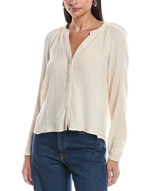 Bella Dahl Long Sleeve Shirred Raglan Shirt - White