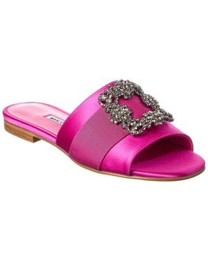 Manolo Blahnik Martamod Satin Sandal - Pink