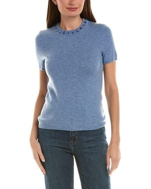 InCashmere Tonal Bead Neck Wool & Cashmere-Blend Jumper - Blue