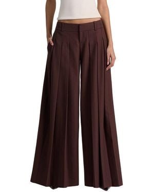 Alice + Olivia Simon Wide Leg Pleated Trouser - Brown