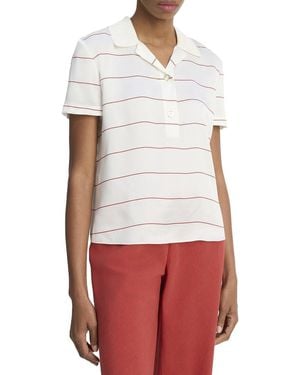 Vince Knit Collar Stripe Polo Shirt - White
