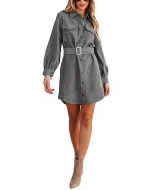 LEON GORI Shirt Dress - Grey