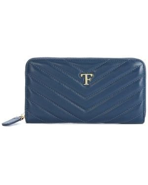 Tiffany & Fred Paris V-Shape Quilted Leather Wallet - Blue