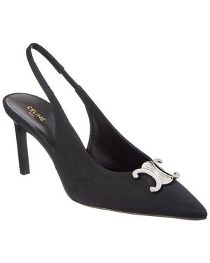 Celine Triomphe Grosgrain Slingback Pump - Black
