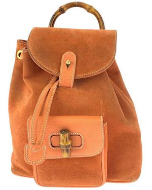 Gucci Orange Suede Bamboo Backpack (authentic Pre-loved)