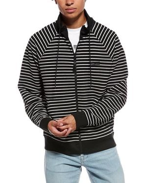 KARL LAGERFELD Stripe Waffle Fleece Jacket - Black