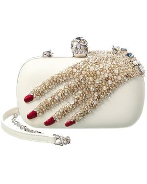McQueen Embellished Hand Leather Skull Clutch (Authentic Pre-Loved) - Natural