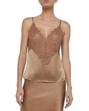L'Agence 'Agence Priya Lace Silk Cami - Brown