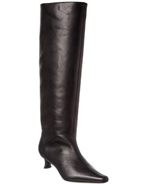 BY FAR Stevie Kitten Leather Knee-high Boot - Black
