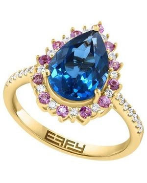 Effy Fine Jewelry 14K Rose 3.88 Ct. Tw. Diamond & Gemstone Ring - Blue
