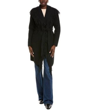 NVLT Fringe Wrap Coatigan - Black