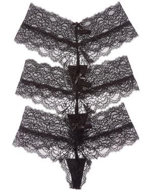 House of Desire 3pk Lana Lace V-front G-string - Grey