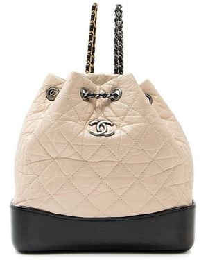 CHANEL Beige Aged Calfskin Gabrielle Small Backpack (authentic Pre-loved) - Natural