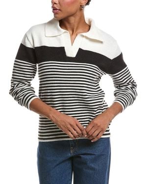 Joseph A Stripe Johnny Collar Jumper - Grey