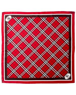 Burberry Check Silk Scarf - Red