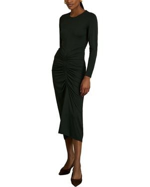 Reiss Ginny Plain Ruched Jersey Midi Dress - Black