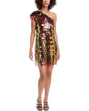 Tadashi Shoji Bina Sequin Fringe Mini Dress - Metallic