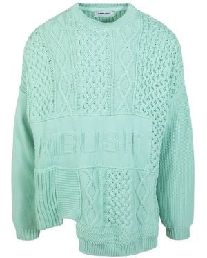 Ambush Patchwork Knit Crewneck Jumper - Green