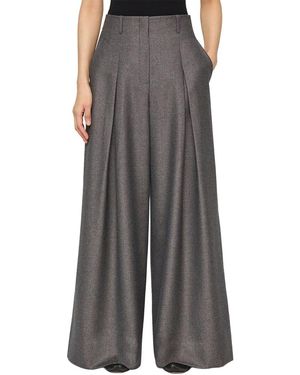 Lafayette 148 New York Warren Inverted Pleat Wool-Blend Wide Leg Pant - Grey