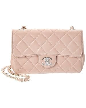 CHANEL Pink Lambskin Leather Cc Flap Mini Shoulder Bag (authentic Pre-loved)