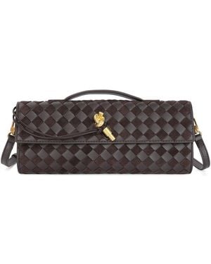 Tiffany & Fred Paris Leather Top-Handle Fold-Over Clutch - Grey