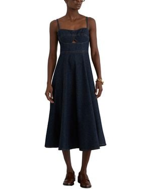 Reiss Petite Emma Denim Fit And Flare Midi Dress - Blue