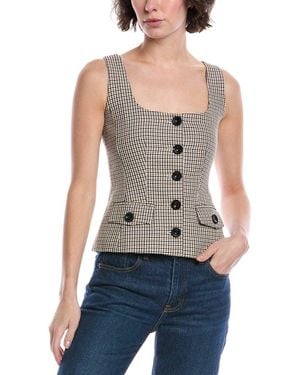 Toccin Georgia Linen-Blend Button Top - Blue