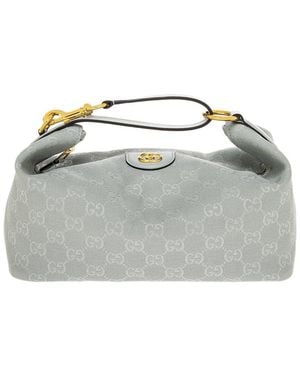 Gucci Gg Logo Medium Leather Vanity Case - Grey
