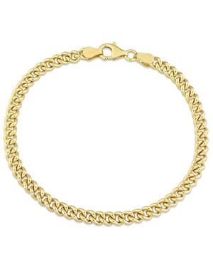 Italian Silver 18k Over Curb Link Chain Bracelet - Metallic