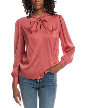 Tahari The Valentine Silk-Blend Blouse - Red