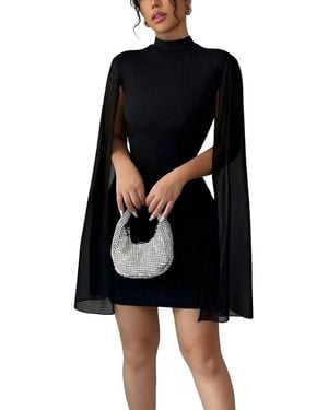 AMINA GLAM Solid Mini Dress - Black