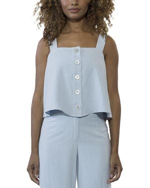 Alexia Admor Elena Linen-Blend Top - Blue