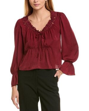 Laundry by Shelli Segal Scoop Neck Cropped Blouse - Red