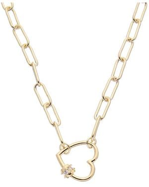 Juvell 18k Plated Cz Link Heart Charm Necklace - Metallic