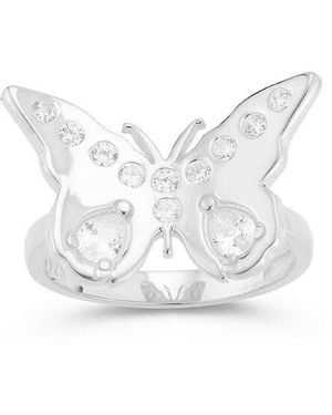 Sphera Milano Silver Cz Butterfly Ring - White