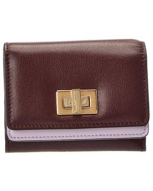 Fendi Way Small Leather Trifold Wallet - Purple