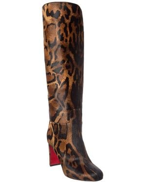 Christian Louboutin Loo Botta 85 Haircalf Knee-High Boot - Brown
